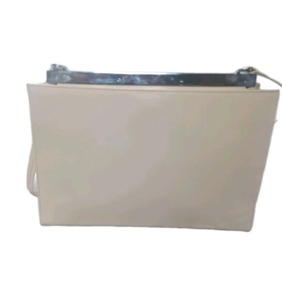 Vintage Salvatore Ferragamo Leather Shoulder Bag Slim Handbag Cream Light Brown - Picture 2 of 12